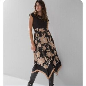 WHITE HOUSE BLACK MARKET HANDKERCHIEF-HEM MIDI DRESS